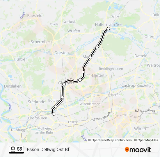 Поезд S9: карта маршрута