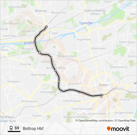 Поезд S9: карта маршрута