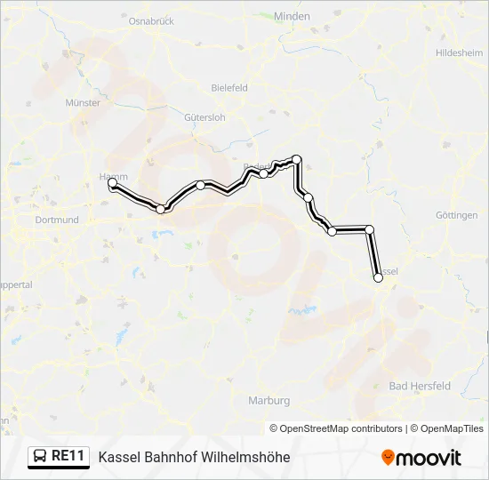 Автобус RE11: карта маршрута