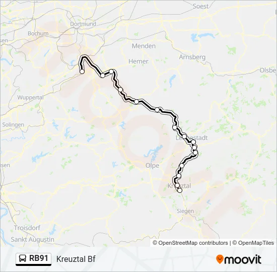 RB91 Bus Line Map