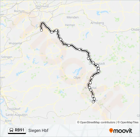 RB91 Bus Line Map