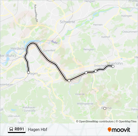 RB91 Bus Line Map