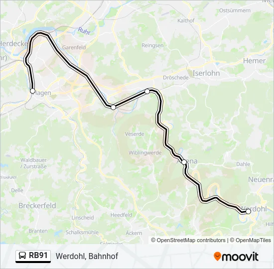 RB91 Bus Line Map