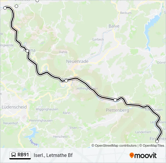 RB91 Bus Line Map