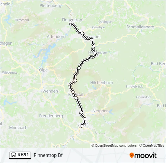 RB91 Bus Line Map