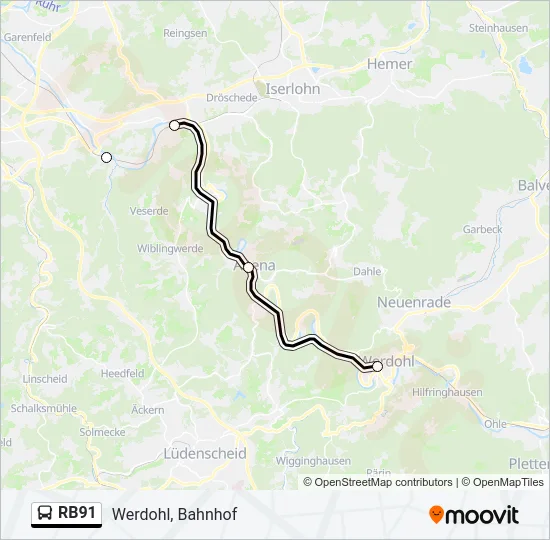 RB91 Bus Line Map