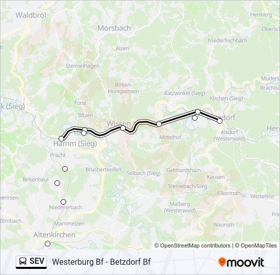 Автобус SEV: карта маршрута
