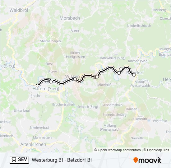 Автобус SEV: карта маршрута