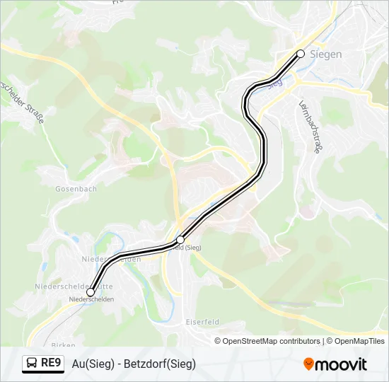 RE9 Bus Line Map