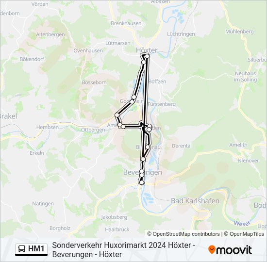 Автобус HM1: карта маршрута