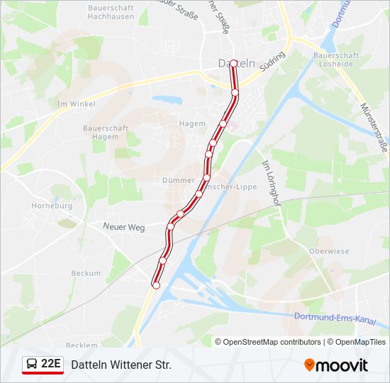 22E Bus Line Map