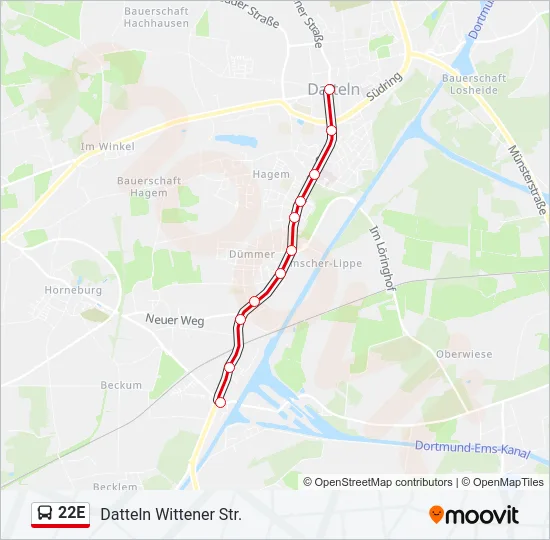 22E Bus Line Map