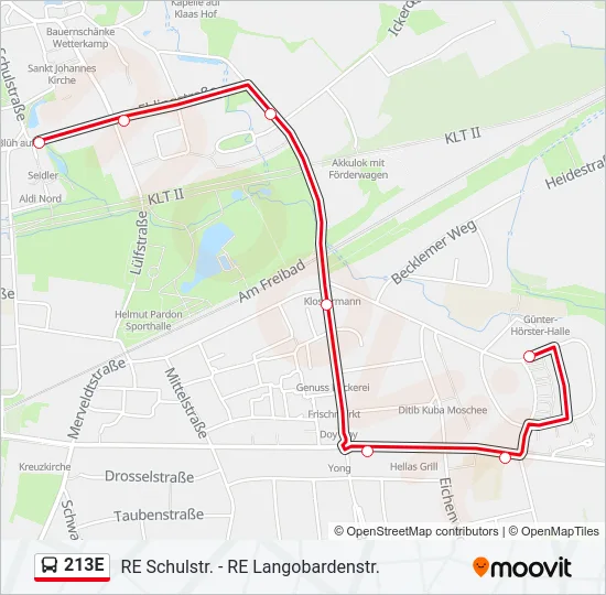 213E Bus Line Map