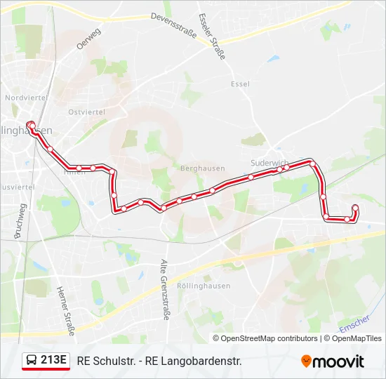 213E Bus Line Map