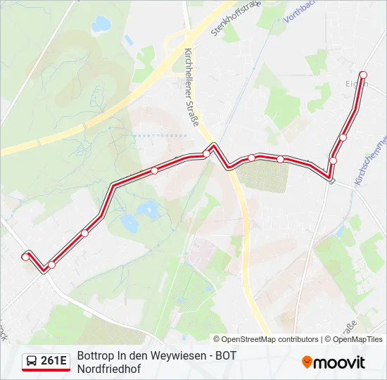 261E Bus Line Map