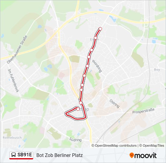 SB91E Bus Line Map