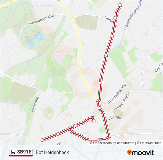 SB91E Bus Line Map