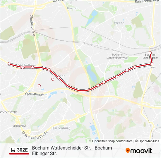 Автобус 302E: карта маршрута