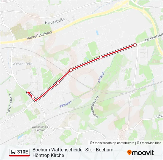 310E Bus Line Map