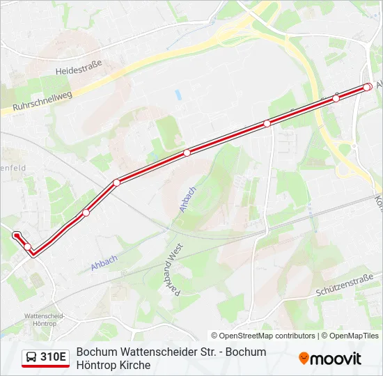 310E Bus Line Map