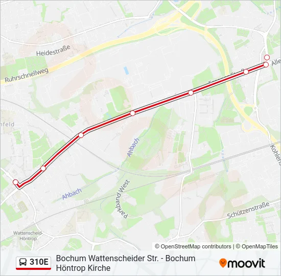 310E Bus Line Map