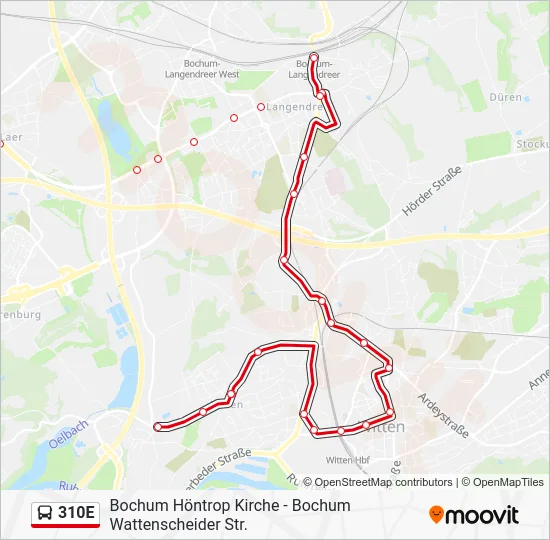 Автобус 310E: карта маршрута