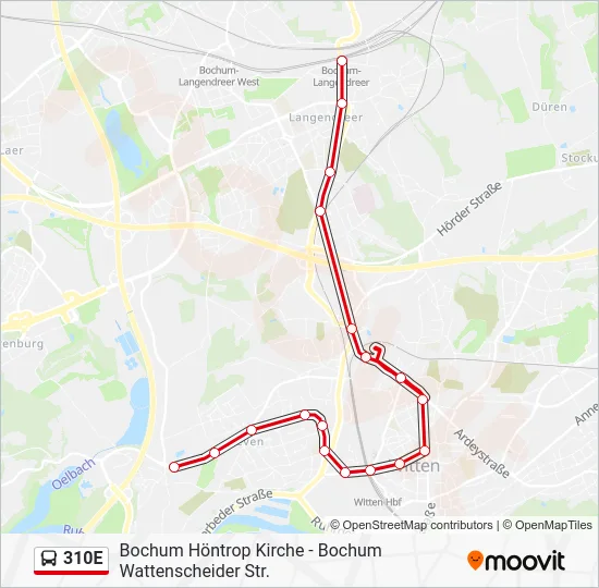 Автобус 310E: карта маршрута