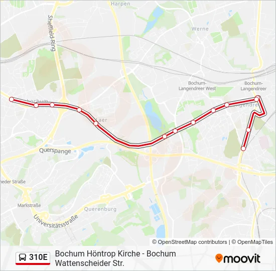 Автобус 310E: карта маршрута