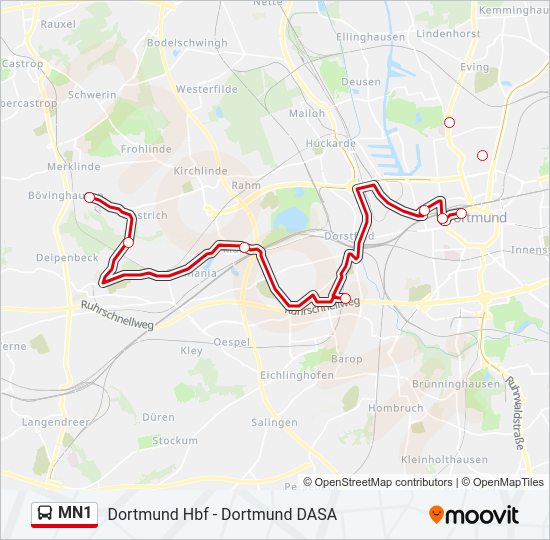 MN1 Bus Line Map