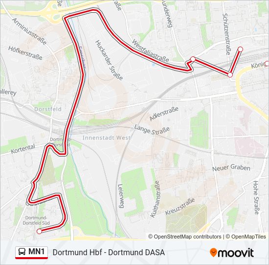 MN1 Bus Line Map