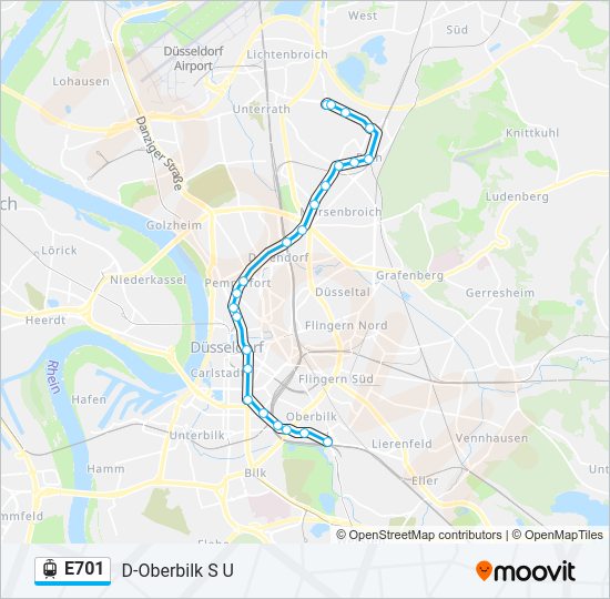 Трамвай E701: карта маршрута