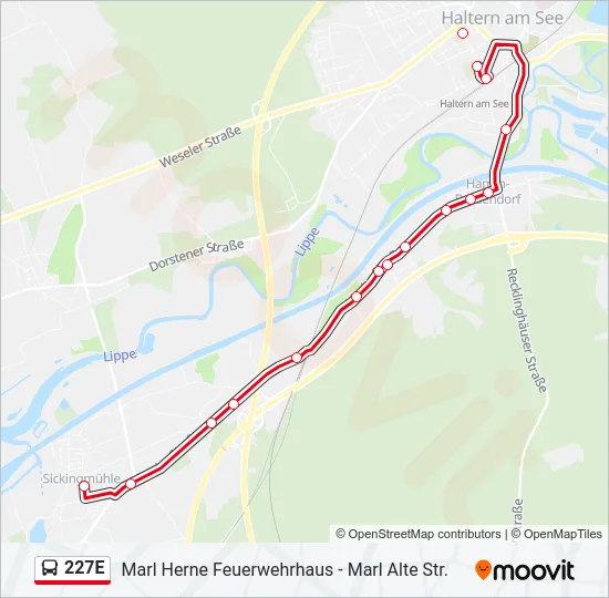 227E Bus Line Map