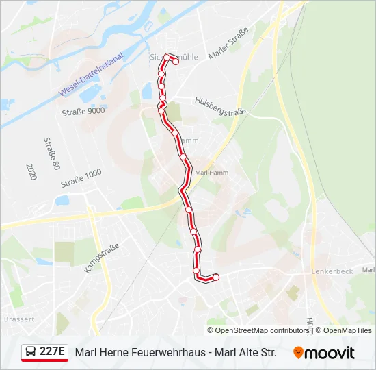 227E Bus Line Map
