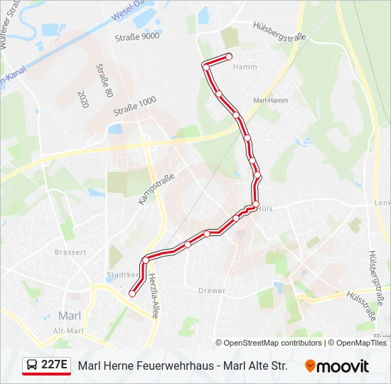227E Bus Line Map