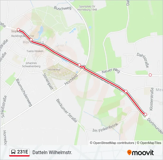 231E Bus Line Map