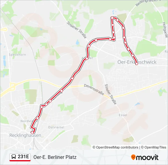 231E Bus Line Map