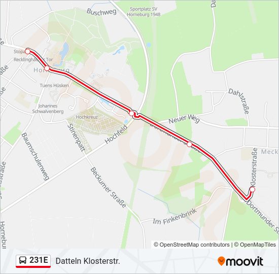 231E Bus Line Map