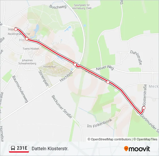 231E Bus Line Map