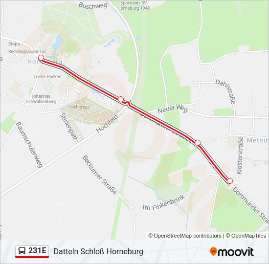 231E Bus Line Map