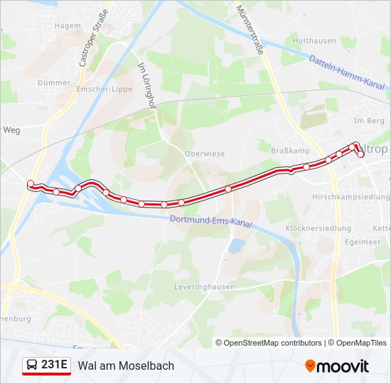Автобус 231E: карта маршрута