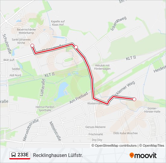 233E Bus Line Map