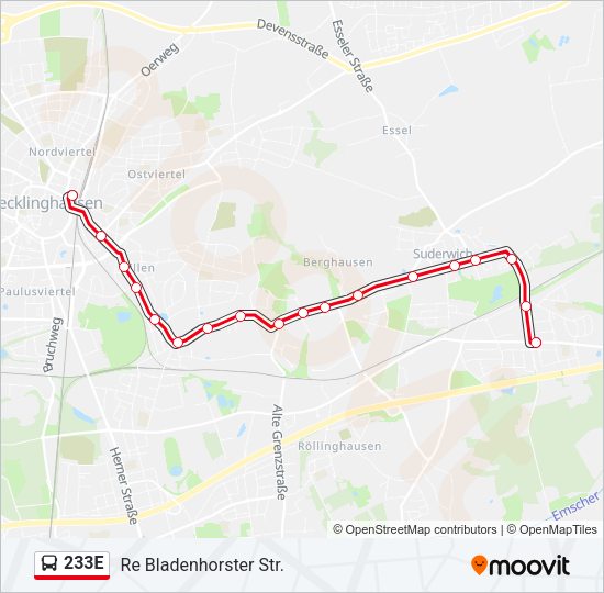233E Bus Line Map