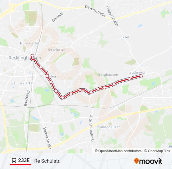 233E Bus Line Map