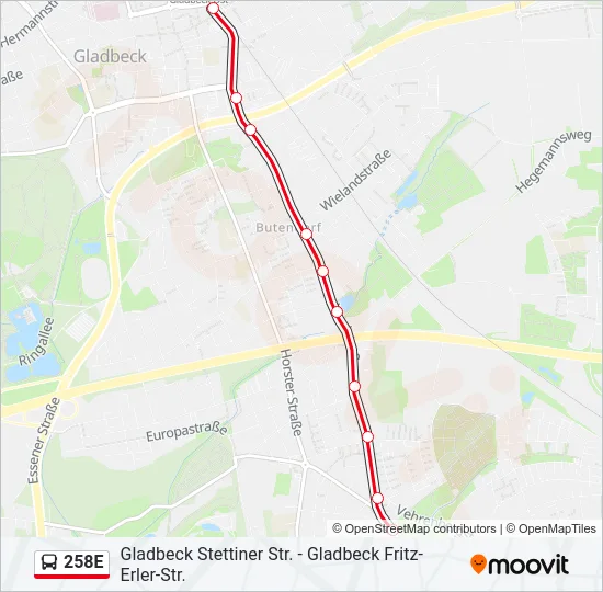 258E Bus Line Map