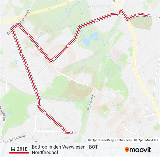 261E Bus Line Map
