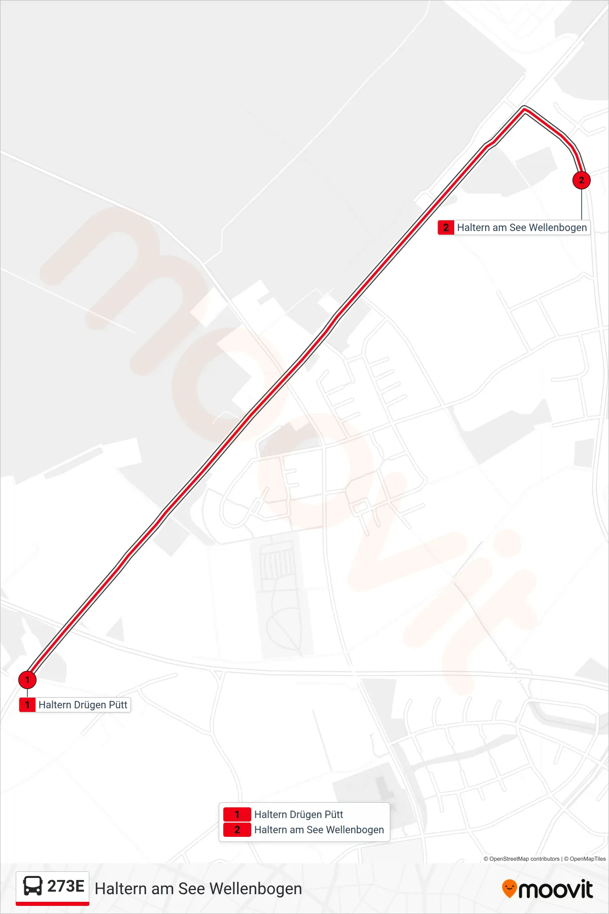 Linie 273E (Bus) Richtung Haltern am See Wellenbogen: Route und Haltestellen auf der Karte