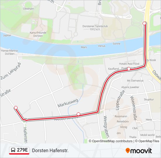 279E Bus Line Map