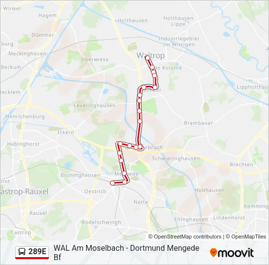 289E Bus Line Map