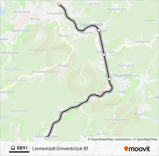 RB91 Bus Line Map