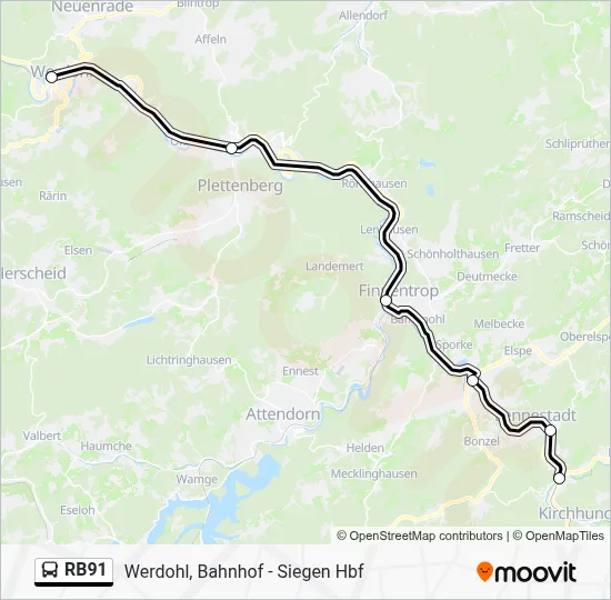 RB91 Bus Line Map